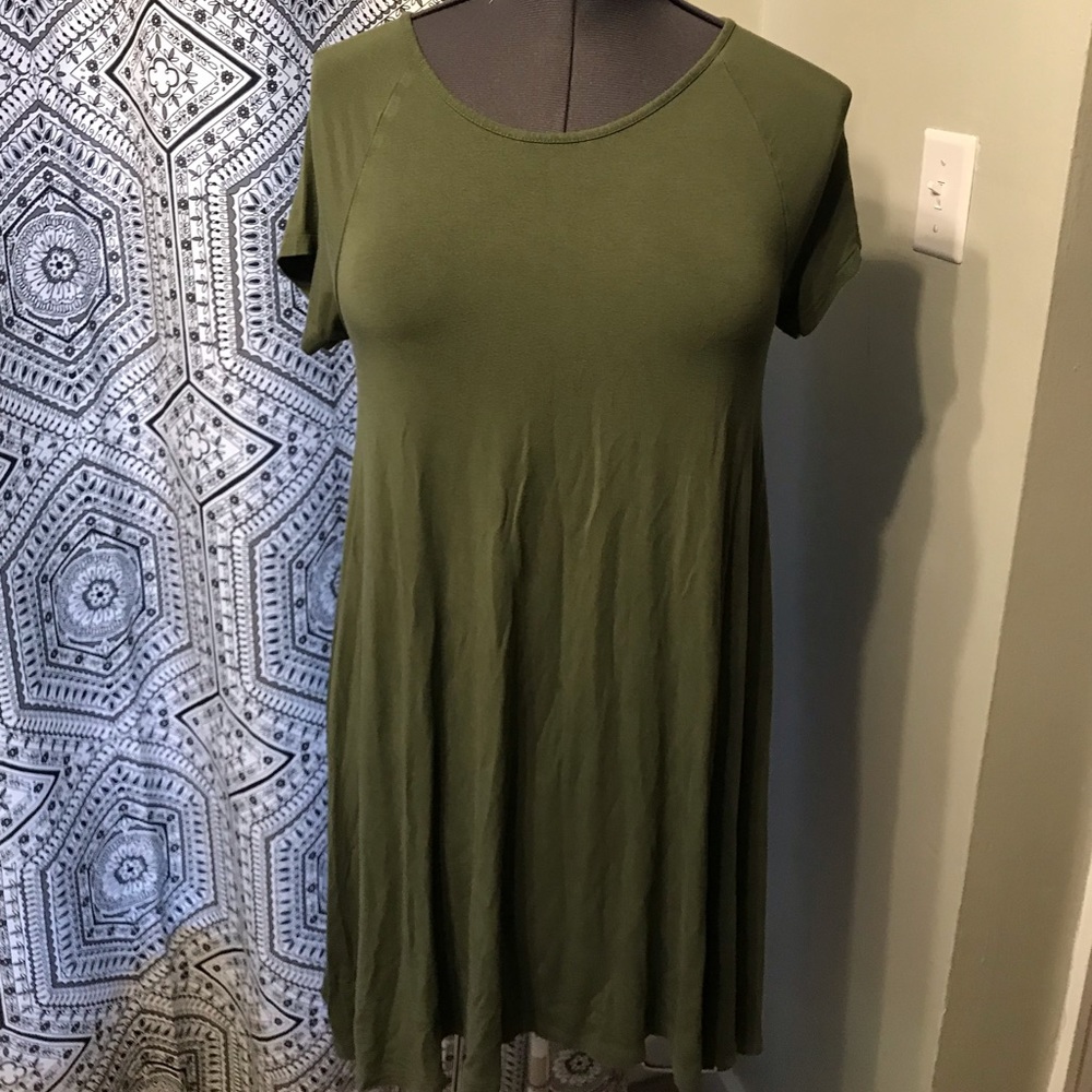 Olive green swing dress